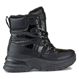 Botas de nieve para mujer, botas negras brillantes 22-PY16061B negro 2