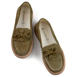 Mocasines mujer piel verde caqui Goodin GD-SW4005KH 1