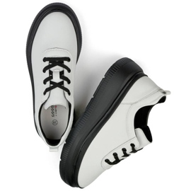 Goodin Deportivas de mujer de piel con suela de plataforma negra, blanco GD-XF-120A-W 1