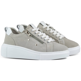 Goodin Deportivas mujer piel con plataforma, gris GD-LX1001G 1