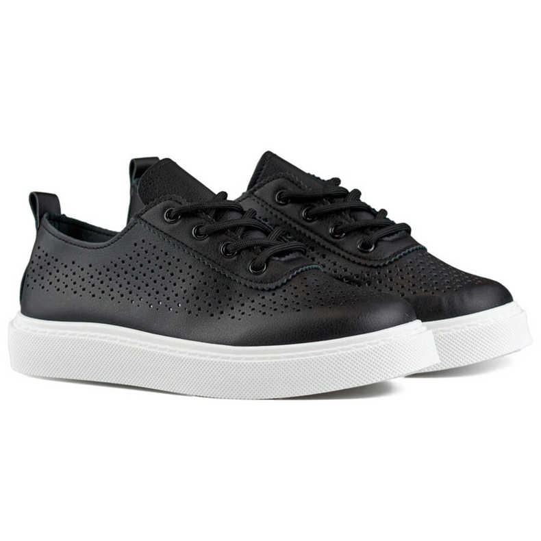 Zapatos con plataforma mujer, deportivas caladas, negro 777-1B 2