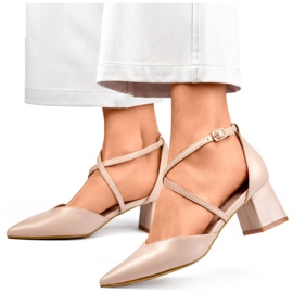 Salón de mujer con tiras y tacón, beige GD-FL1150D.BE 1 Salón de mujer con tiras y tacón, beige GD-FL1150D.BE 1