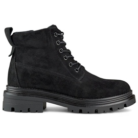 Botines aislantes de ante para mujer, negro A5201B 5
