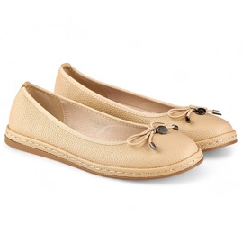 Cómodas bailarinas de mujer beige con lazo GD-XR392A-BE 4
