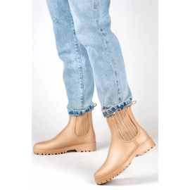 Botas Chelsea de mujer con parte superior elástica y calcetín, beige S27BE 2