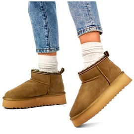 Botas de piel para mujer, botas de nieve de ante marrón YU9001KH 1