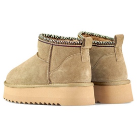 Botas de piel para mujer, botas de nieve de ante marrón YU9001KH 4