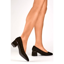 Zapatos de salón para mujer con punta en punta y tacón bajo, ante, negro XR-103B-B 3