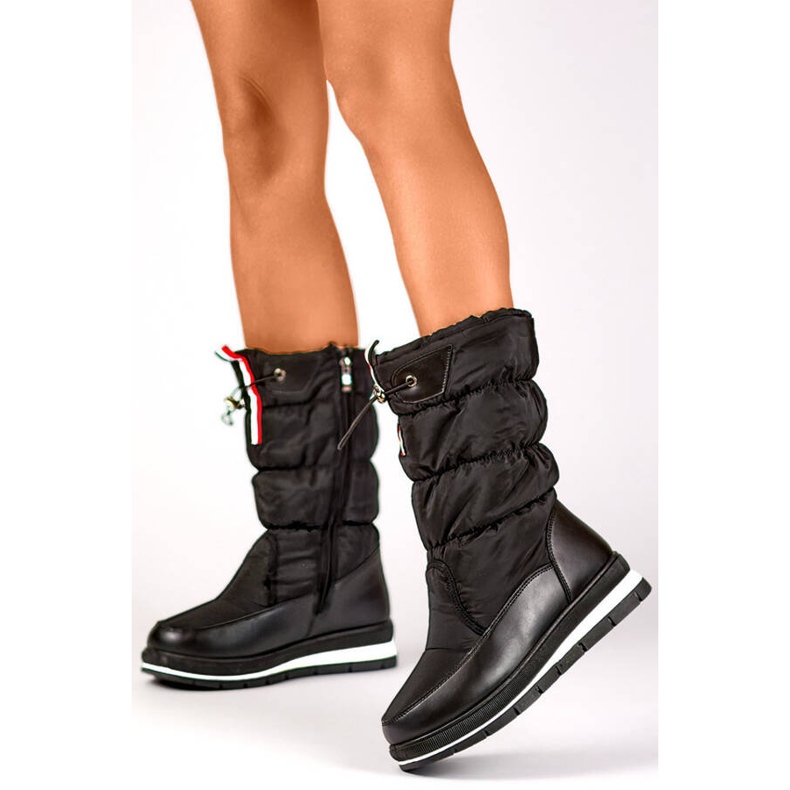 Botas altas de nieve para mujer con puño, negro 8302B 2