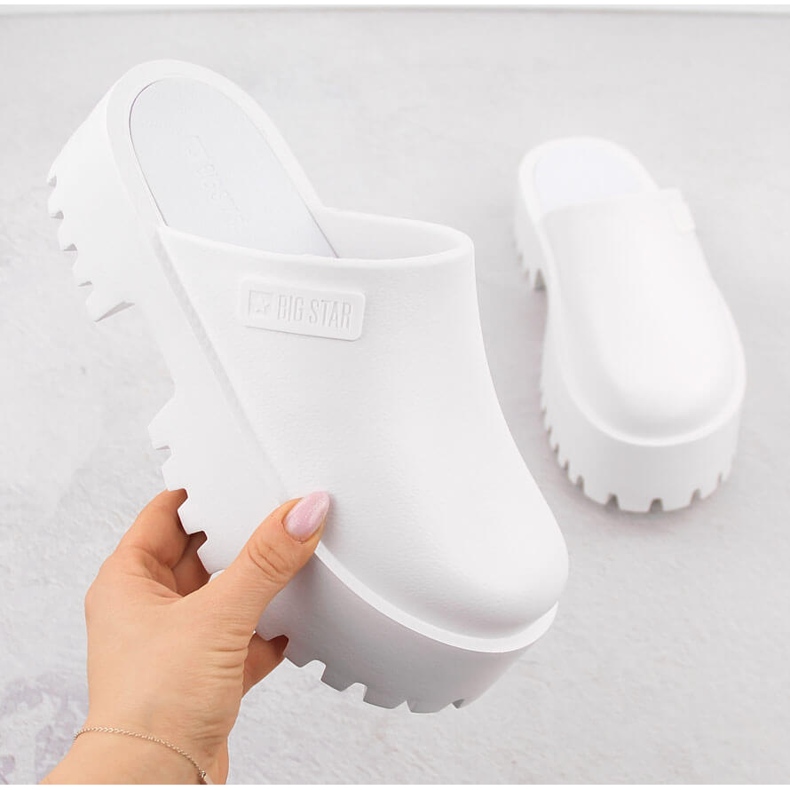 Chanclas blancas de mujer Big Star NN274015 con suela maciza blanco 1