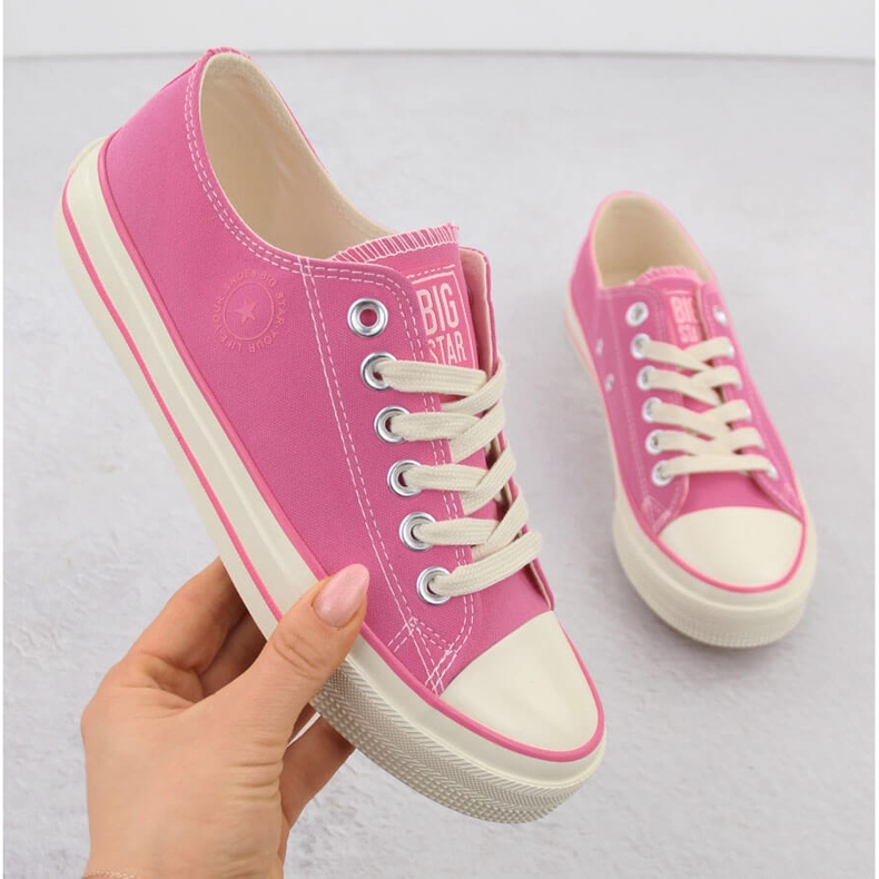 Zapatillas bajas de mujer en textil, rosa Big Star NN274271 1