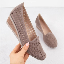 Zapatos cuña mujer ante calado, marrón, Potocki SZ12306 1 Zapatos cuña mujer ante calado, marrón, Potocki SZ12306 1