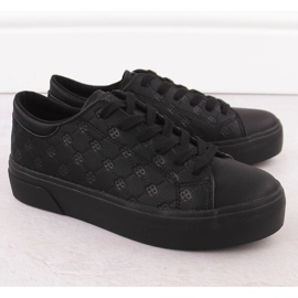 Zapatillas de cuero ecológicas de mujeres Black Big Star RR274335 negro 2