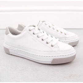 Rieker blanco L8847-80 zapatos deportivos de cuero para mujeres 9