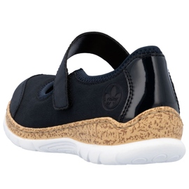 Rieker N42B0-14 Zapatos de velcro cómodos de mujeres azul marino 14