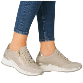 Zapatillas para mujeres zapatillas en cuñas cómodas beige rieker n4316 14