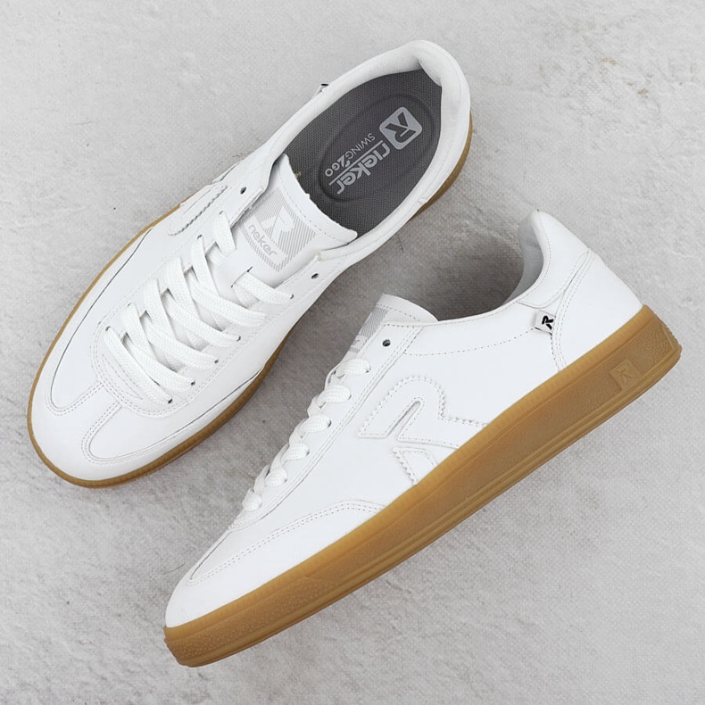 Zapatos de cuero sneakers de mujer Rieker W2200 blanco 2