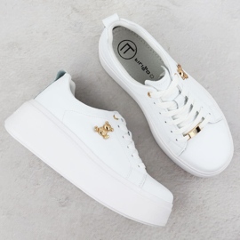 Zapatos de cuero para mujeres en la plataforma Filippo blanca blanco 3