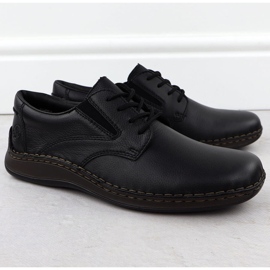 Confort Shoes de cuero para hombres Rieker 05211-00 Negro 4