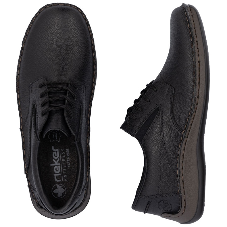 Confort Shoes de cuero para hombres Rieker 05211-00 Negro 2