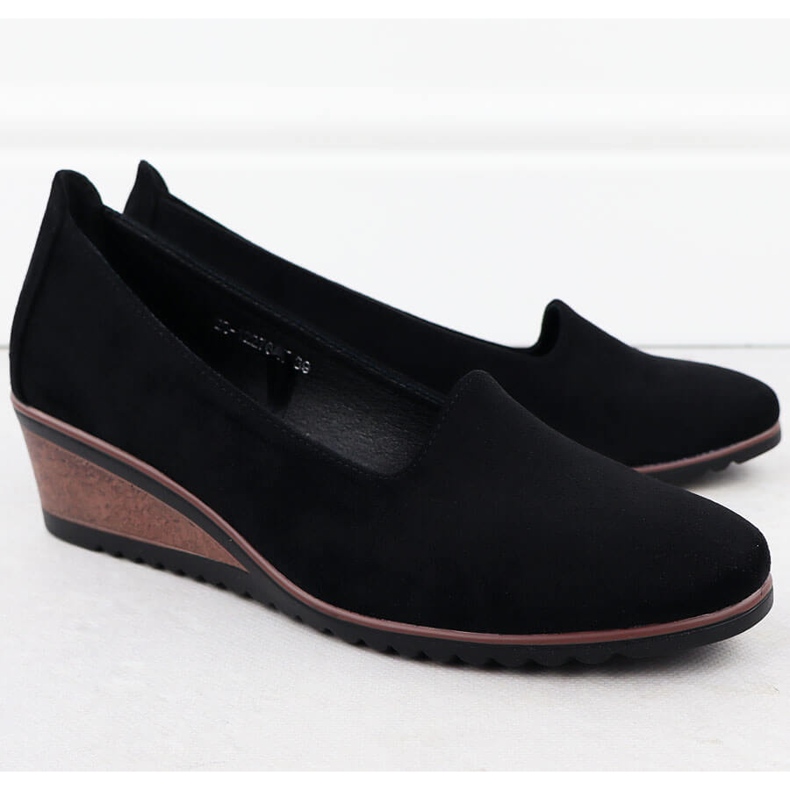 Zapatos en cuñas de gamuza de gamuza Potocki SZ12276 negro 2