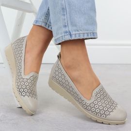 Zapatos para mujeres en la elevación de Openwork Beige M. Daszyński MR1628-20 4