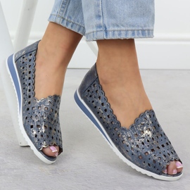 Zapatos de Openwork para mujeres jeans abiertos jezzi dorado ASA135-1 azul 4