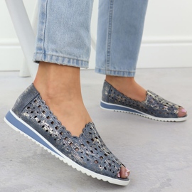 Zapatos de Openwork para mujeres jeans abiertos jezzi dorado ASA135-1 azul 5