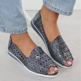 Zapatos de Openwork para mujeres jeans abiertos jezzi dorado ASA135-1 azul 6