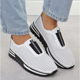 Zapatos de cuero para mujeres resbaló a Fastwork White S.Barski LR51-672 blanco 6