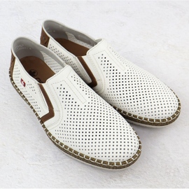 Zapatos de cuero a puentes para hombres, White Rieker B5297-80 blanco 6