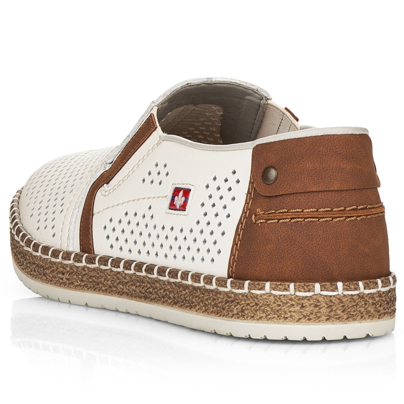 Zapatos de cuero a puentes para hombres, White Rieker B5297-80 blanco 1