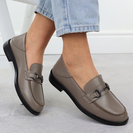 Zapatos de cuero para mujeres cómodos mocasines oscuro beige Vinceza 18107 4