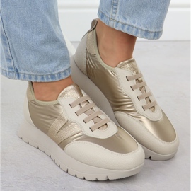 Zapatos deportivos metálicos de mujer Beige Golden Vinceza 58510 dorado 6
