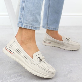 Zapatos de cuero a puertas, mocasines beige Vinceza 95331 5