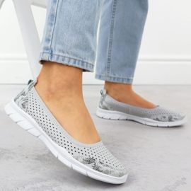 Ballerinas de cuero Openwork Comfort Grey Vinceza 95323 gris 5