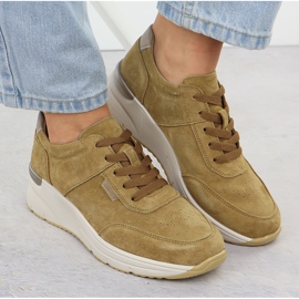 Zapatillas de cuero en cuñas camel sergio leone sp104 beige 6