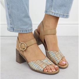 Sandalias de mujeres en el pilar de las trenzas beige M. Daszyński MR24125-4 6