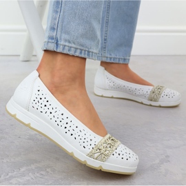 Ballerinas femeninas abiertas cómodas blancas rieker l3062-80 blanco 11