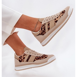 Zapatillas deportivas deportivas estampado de leopardo beige-marrón 5