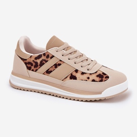Zapatillas deportivas deportivas estampado de leopardo beige-marrón 4
