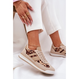 Zapatillas deportivas deportivas estampado de leopardo beige-marrón 6