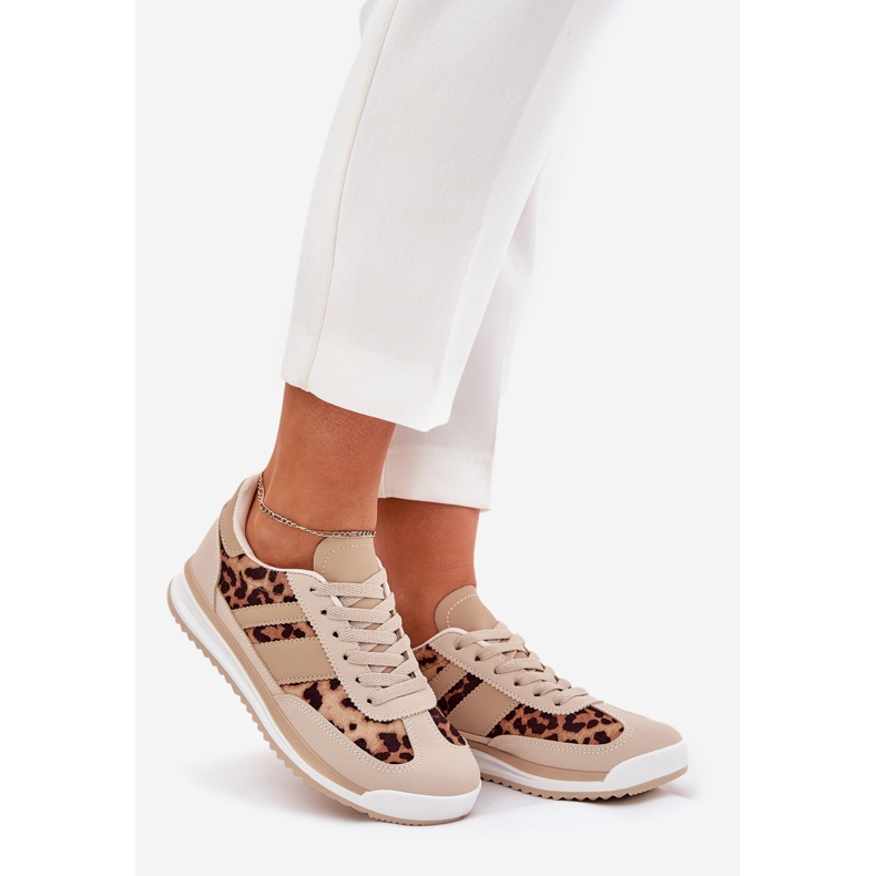 Zapatillas deportivas deportivas estampado de leopardo beige-marrón 1