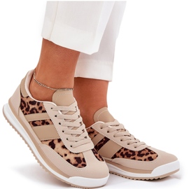 Zapatillas deportivas deportivas estampado de leopardo beige-marrón 8