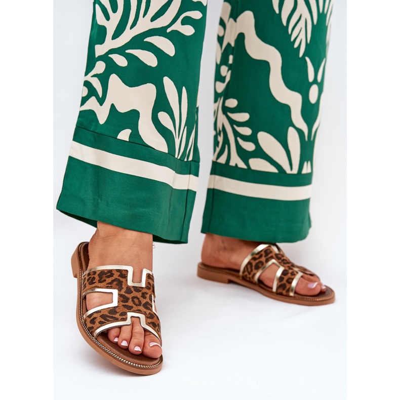 Flip de leopardo de cuero Flip Zazoo 40383 Brown marrón 2