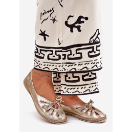 Bailarinas planas hechas de Zazoo de cuero natural 10179 Zlotys dorado 1