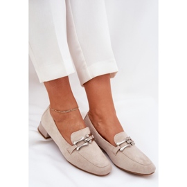 Jezzi Mocasines con un adorno en un delicado tacón ecológico beige 7