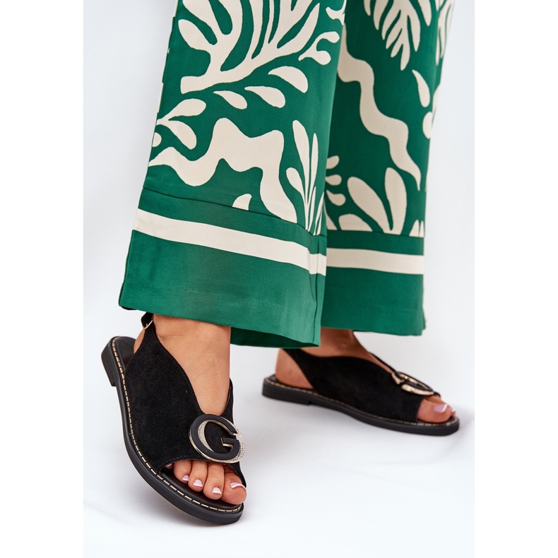 Sandalias planas con decoración negra negro 2