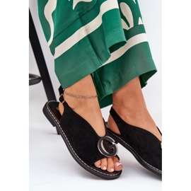 Sandalias planas con decoración negra negro 7