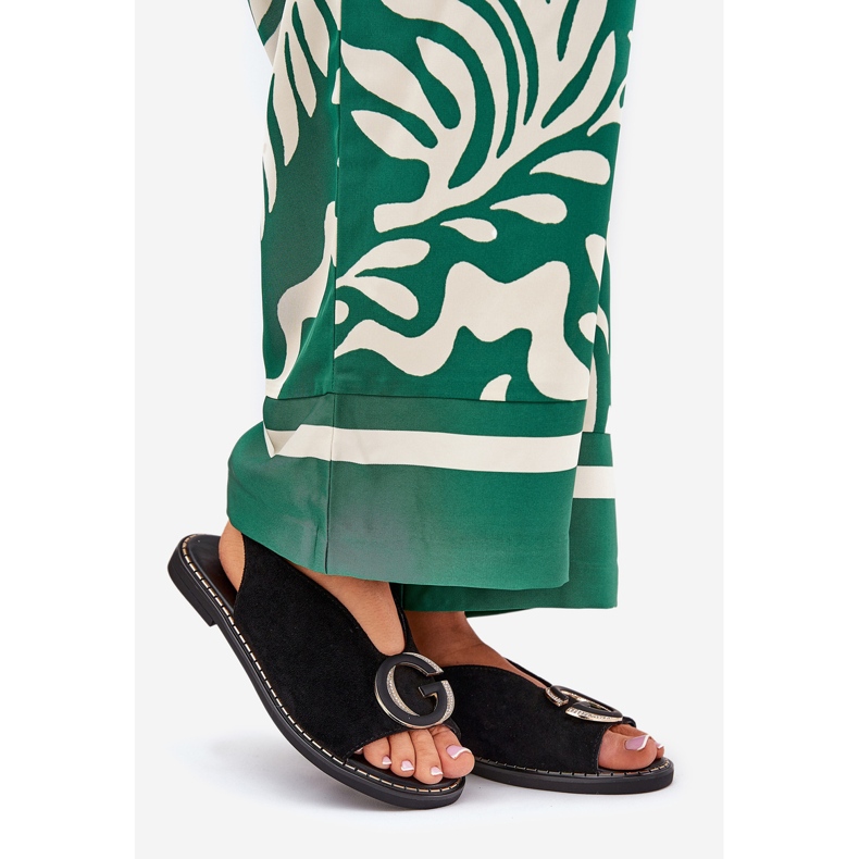 Sandalias planas con decoración negra negro 1